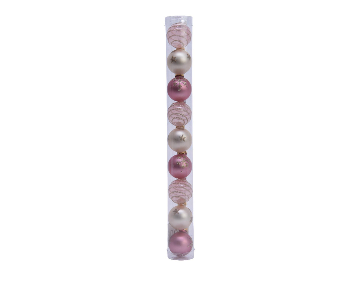 Decoris Weihnachtskugeln 3cm 9 Stück Glas rosa Champa