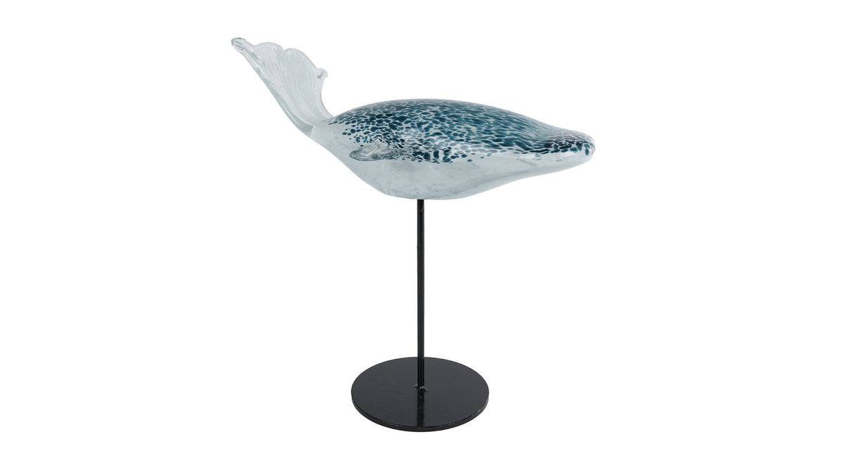 Sculptuur whale o standaard grijs glas 30x13,5x28,5cm