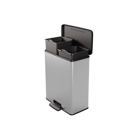 Curver Deko-Mülleimer Duo Treteimer 26l+26l Silbermetallic