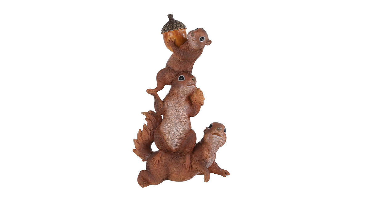 Sculptuur 3 eekhoorns brown polystone 19,5x11,5x30cm