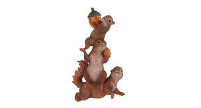Sculptuur 3 eekhoorns brown polystone 19,5x11,5x30cm