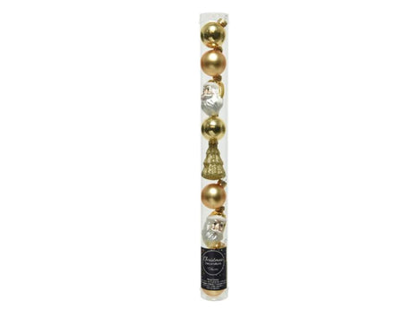 Decoris Weihnachtsfiguren-Set Glasröhre 9 Stück Gold