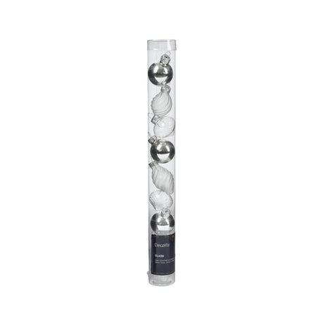 Decoris Weihnachtskugeln Mini Ø3cm Glas Silber 9St