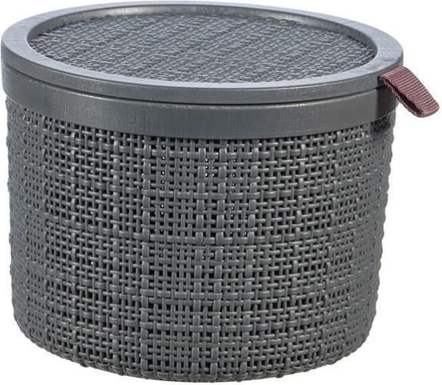 Curver Jutekorb rund mit Deckel 2 Liter dunkelgrau 17x17x12,5cm