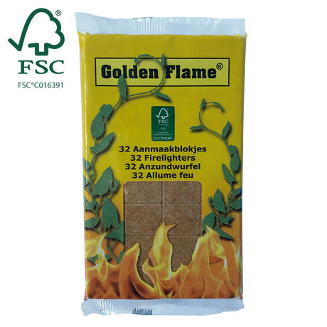 Feueranzünder mit goldener Flamme, braun, 32 Stück