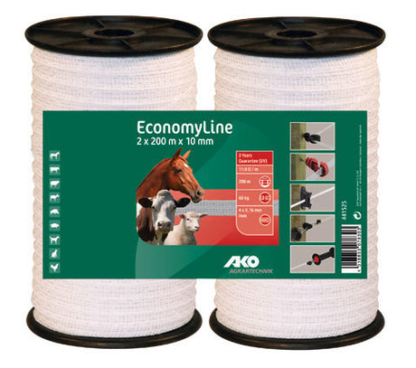 Ako Products Economyline Abschreckungsband, weiß, 1 cm, 200 m, 2er-Pack