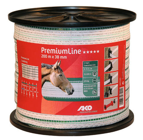 Ako Products Premiumline Schreckensband weiß grün 38 mm 200 m