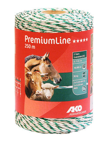 Ako Produkte Premiumline Elektrozaun weiß grün 3 Edelstahl 3 Kupfer 250m