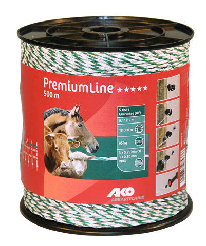 Ako Produkte Premiumline Elektrozaun weiß grün 3 Edelstahl 3 Kupfer 500m