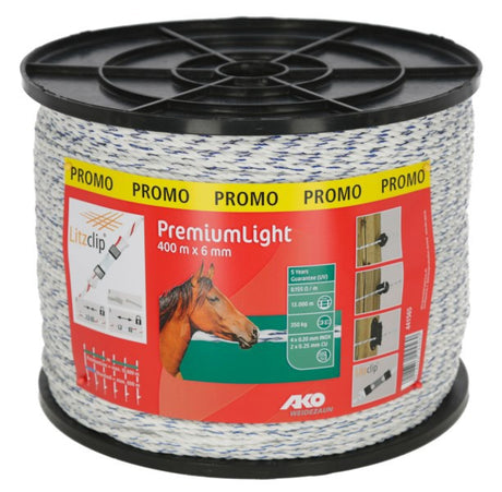 Ako Products Premium leichtes Elektroschockkabel weiß blau 6 mm 400 m