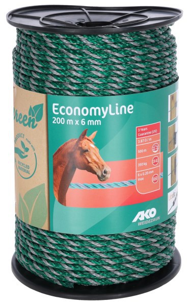 Ako Produkte Schnur Economyline 200m 6mm Grün Grau 6x0 2mm Recy