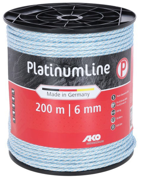 Ako Produkte Platinumline Zaunschnur 6 mm 200 m weiß blau