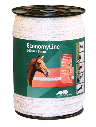 Ako Products Economyline Elektroschockkabel weiß 6 mm 200 m