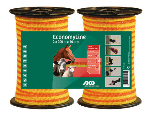 Ako Products Economyline Abschreckungsband, gelb-orange, 1 cm, 200 m, 2er-Pack