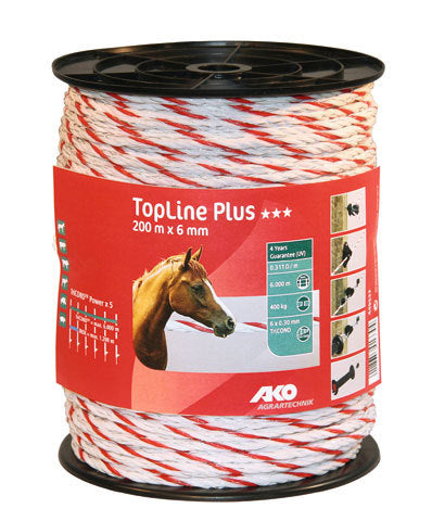 Ako Produkte Topline Plus Shock Cord weiß rot 6 mm 200 m Tricond