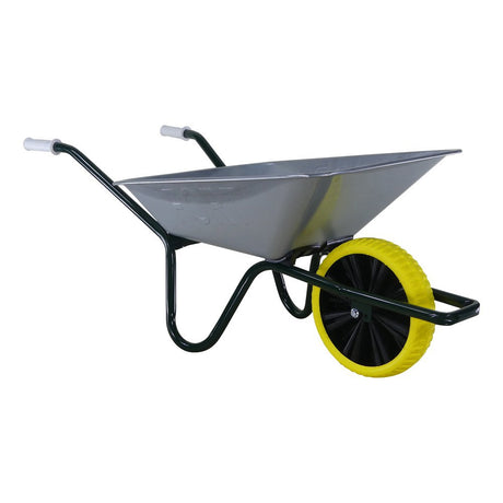 Fort Products Gartenschubkarre, verzinkter Behälter, 85 l, Gelbasis plus Rad