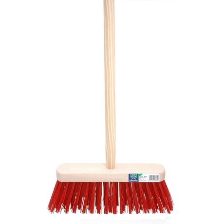 Mm eurotool producten bezem fsc 29cm kunstvezel rood mm met steel 120cm aktie