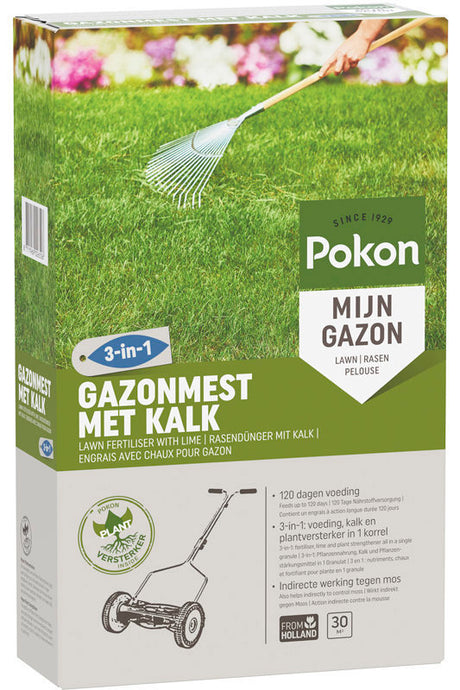 Pokon Products Rasendünger mit Kalk 3 in 1 für 30m2 2kg