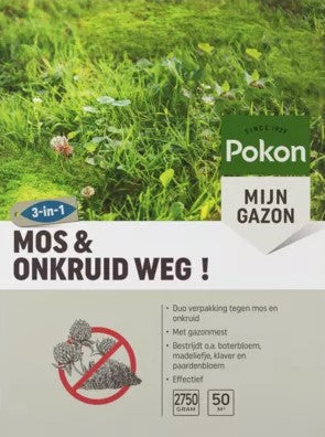 Pokon-Produkte entfernen Moos und Unkraut 2 75 kg für 50 m2 1