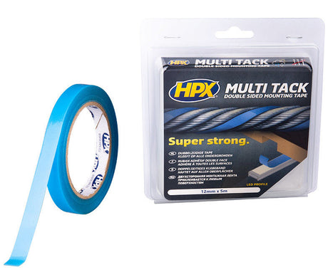 Doppelseitiges Multi-Tack-Klebeband von Hpx Products, halbtransparent, 12 mm x 5 m