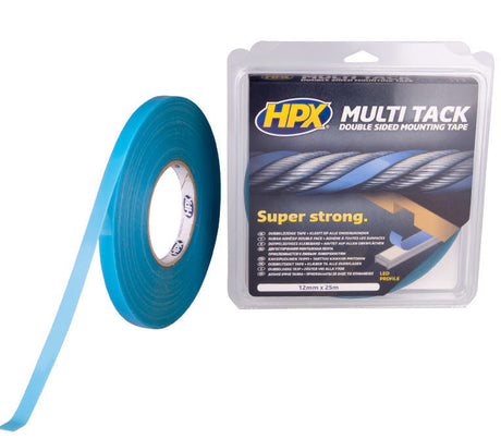 Doppelseitiges Multi-Tack-Klebeband von Hpx Products, halbtransparent, 12 mm x 25 m