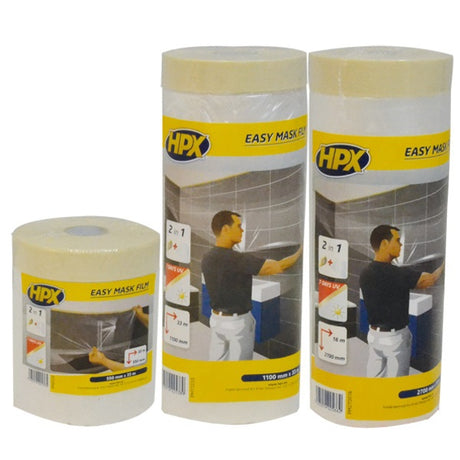 HPX-Produkte Abdeckfolie mit Kreppband, einfache Abdeckfolie, 270 cm x 16 m