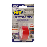 Hpx producten stretch fuse reparatietape silicone rood 25mm x 3m