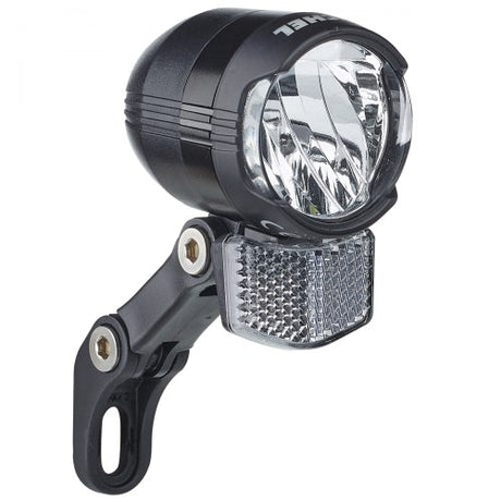 LED-Frontlicht Scheinwerfer schwarz glänzend Nabendynamo 80 Lux + Standlicht im Karton