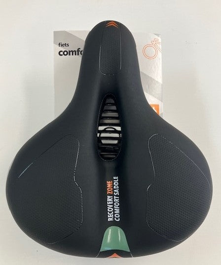 Zadel standaard comfort zwart universeel met strop op kaart