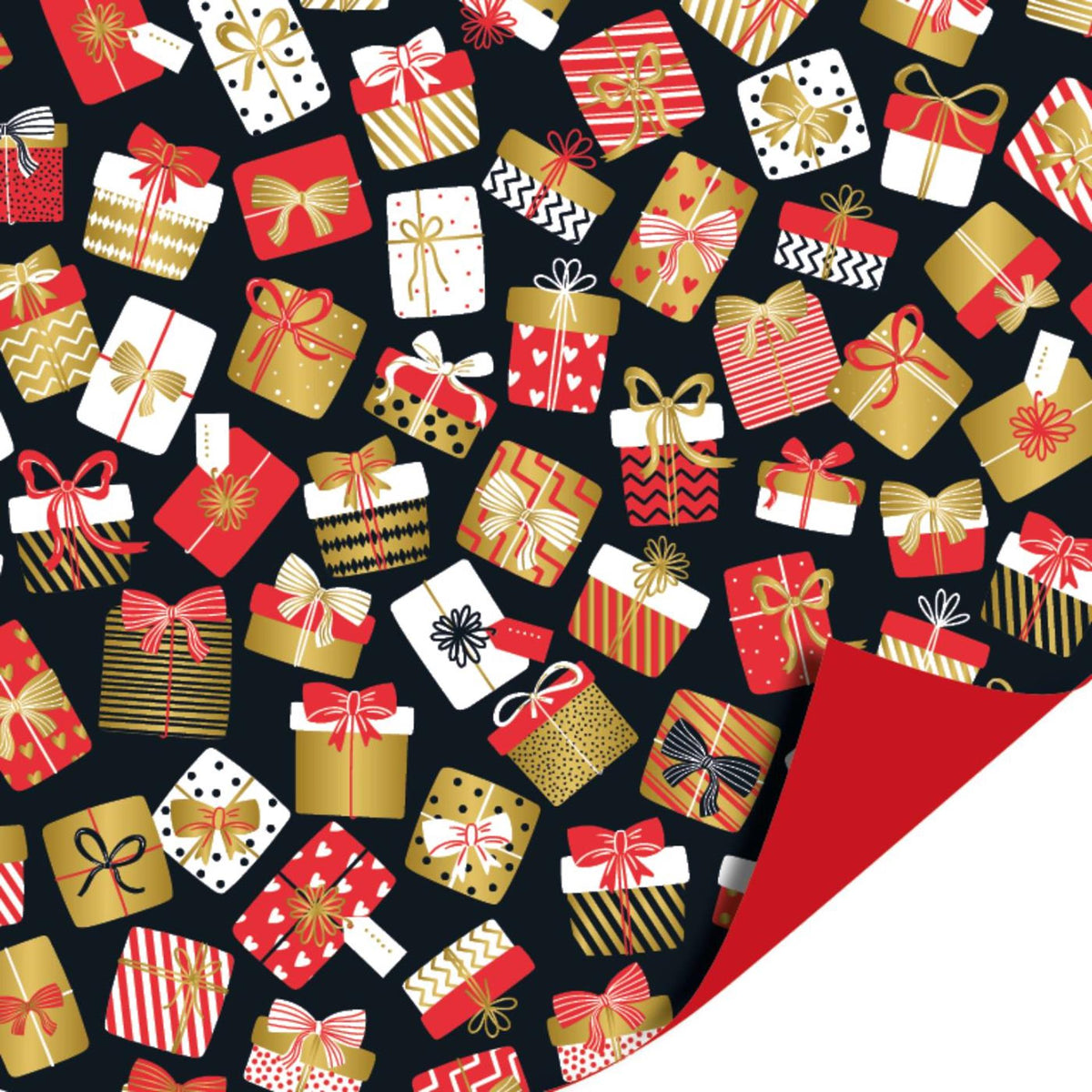 Kassaplan coated cadeaupapier dubbelzijdig 50cm 100m kadootjes feest zwart rood