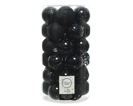 Decoris Weihnachtskugel-Set Kunststoff 6cm 37-teilig schwarz