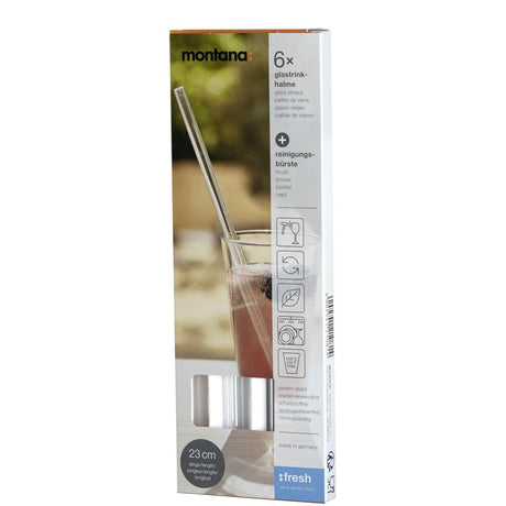 Montana Glasstrohhalme 6 Stück 23cm mit Bürste