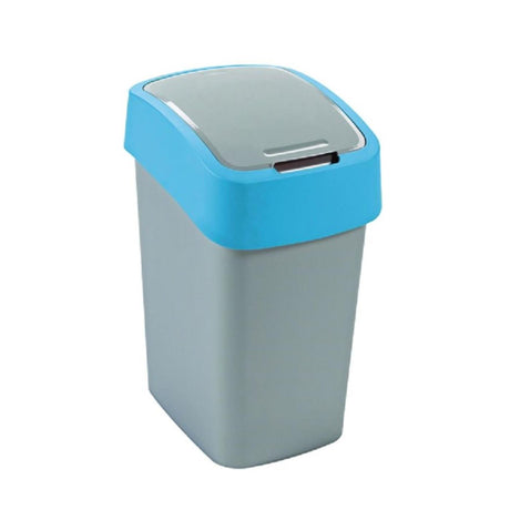 Curver Pacific Flip Bin Abfallbehälter 45l silberblauer Kunststoff