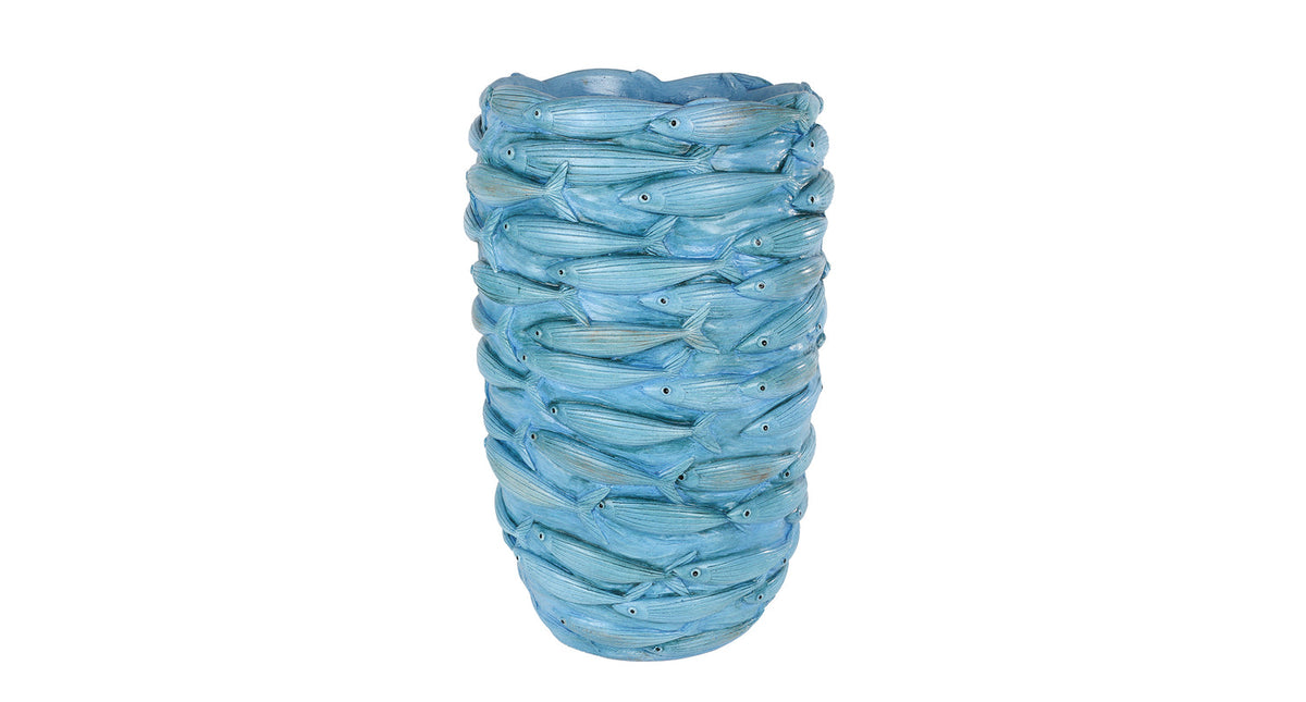 Vaas fish blauw fiberglas 29x29x45cm