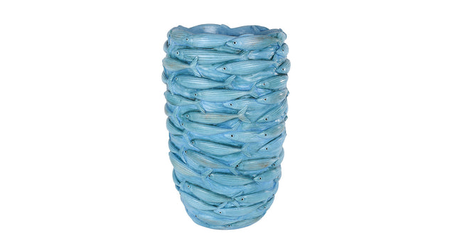 Vaas fish blauw fiberglas 29x29x45cm