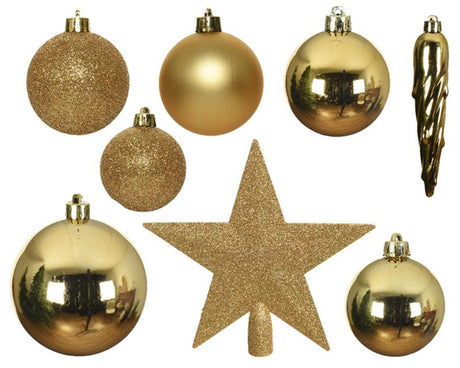 Decoris Weihnachtskugeln Mattglas Glitzer 33 Stück Gold