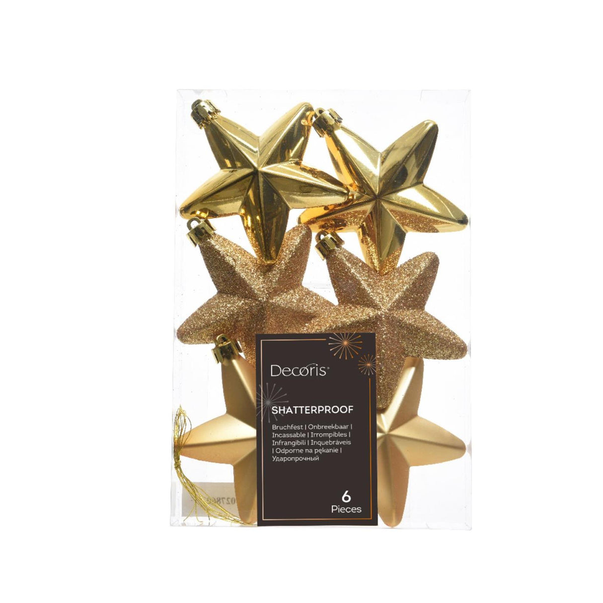 Decoris Weihnachtsanhänger Stern gold Ø7cm 6-teilig
