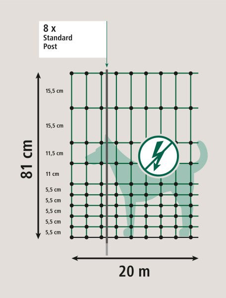 Ako Campingnetz 20 Meter 80cm grüner Einzelstift