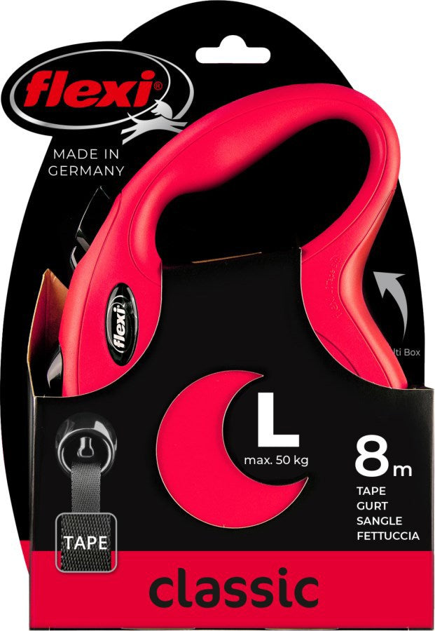 Flexi-Produkte, einziehbare Linie, neuer klassischer Reifen, rot, 8 Meter, bis zu 50 kg