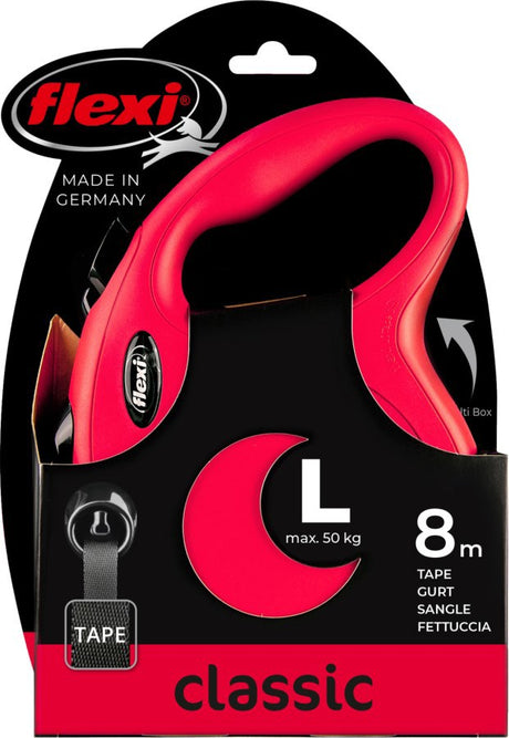 Flexi-Produkte, einziehbare Linie, neuer klassischer Reifen, rot, 8 Meter, bis zu 50 kg