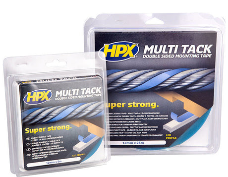 Doppelseitiges Multi-Tack-Klebeband von Hpx Products, halbtransparent, 12 mm x 5 m