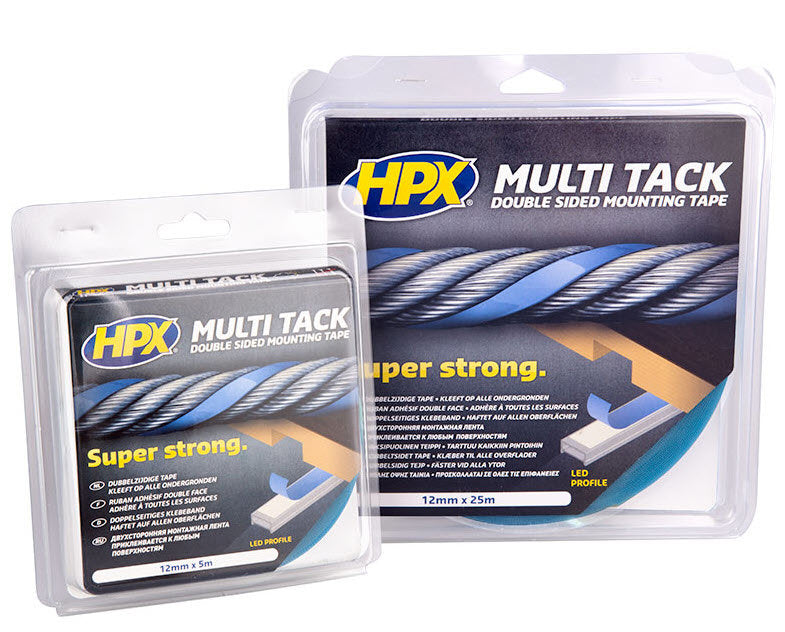 Doppelseitiges Multi-Tack-Klebeband von Hpx Products, halbtransparent, 12 mm x 25 m