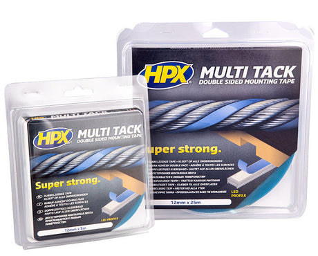 Doppelseitiges Multi-Tack-Klebeband von Hpx Products, halbtransparent, 12 mm x 25 m