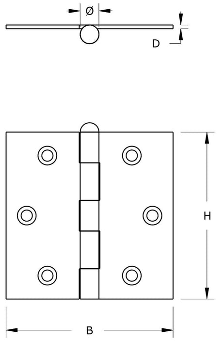 Producten scharnier verzinkt rechte hoeken losse pen 63x63cm