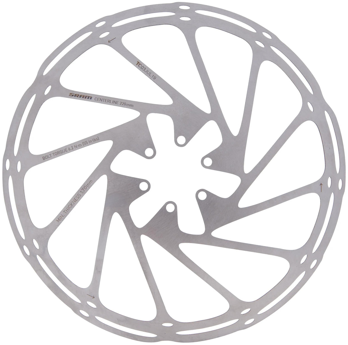 Sram-Bremsscheibe Mittellinie Rotor Mittellinie 220 mm