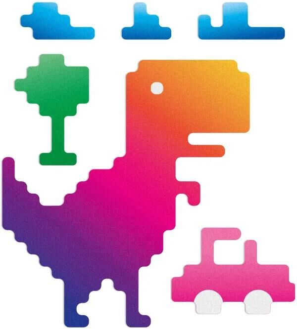 Reflektierende Berlin-Reflexaufkleber, Abziehbilder, refl.strip, refl.berlin-Abziehbilder, T-Rex-Regenbogen