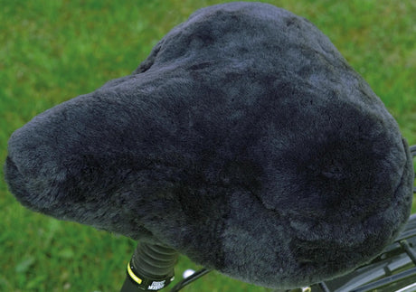 Rökü Herz Basic Sattelbezug Sattelüberzug f.Herren Lammfell Anthrazit