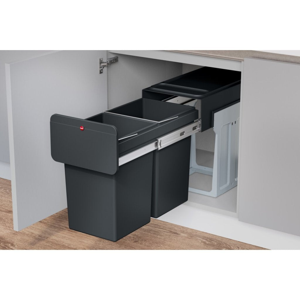 Hailo Hailo 0310-100 EcoLine Design L Einbauabfallbehälter 2x14L Schwarz