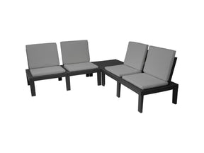 Pro Garden Gartenset Molok 5-teilig grau mit grauen Kissen, für 4 Personen.