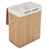 Homestyle Pro rechteckiger Bambus-Wäschekorb + Text 52x32x63 cm naturweiß